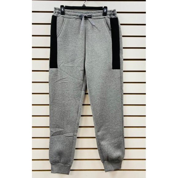 Men's Sherpa-Lined Winter Thick Warm Jogger Sweatpants Grey S/M - Picture 1 of 6